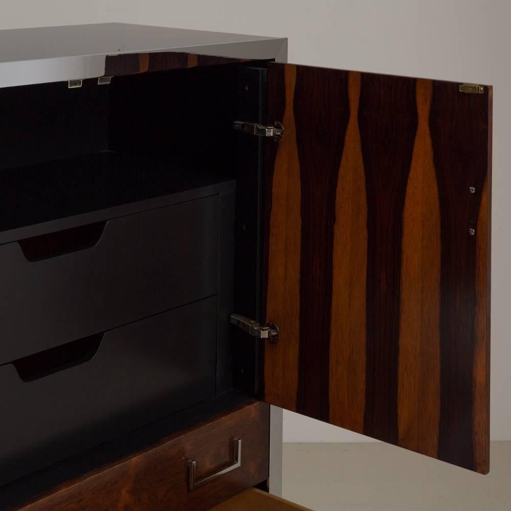  Superb John Stuart designed American Walnut and Jet Black Lacquer Cabinet For Sale 2