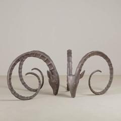 Large Pair of Ram's Head Dining Table Bases, 1970s