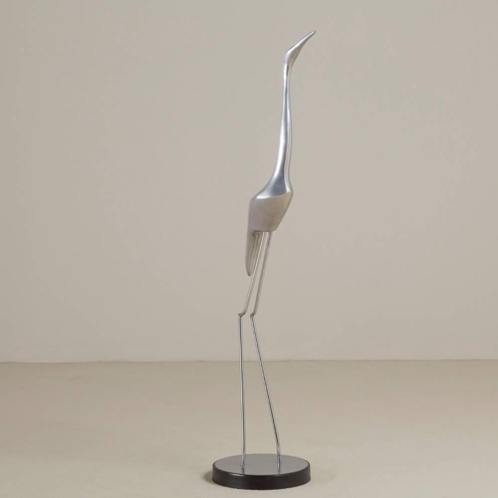 An Aluminium Floor Sculpture of a Crane attributed to Curtis Jere 1970s