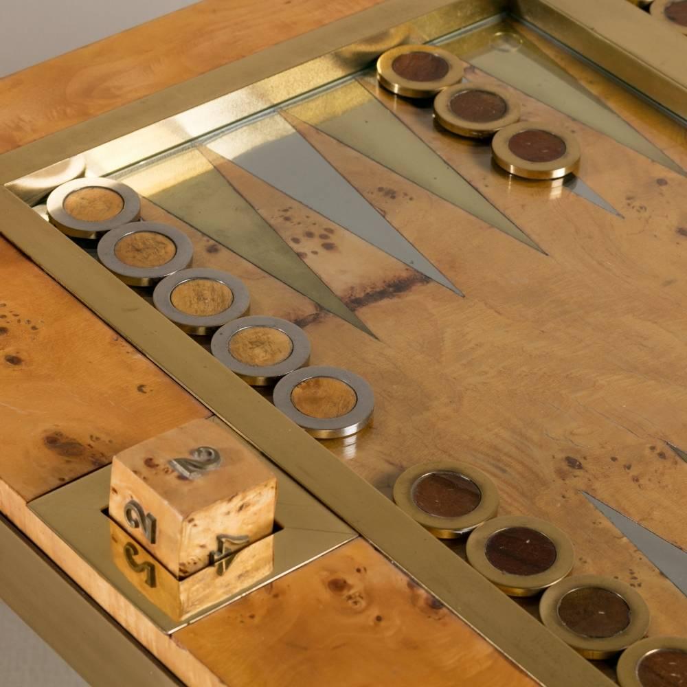 Tomasso Barbi Burrwood Veneered Backgammon Table, 1960s 3