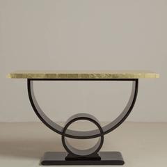 Jay Spectre Lacquer and Gold Leafed Console Table, 1980s