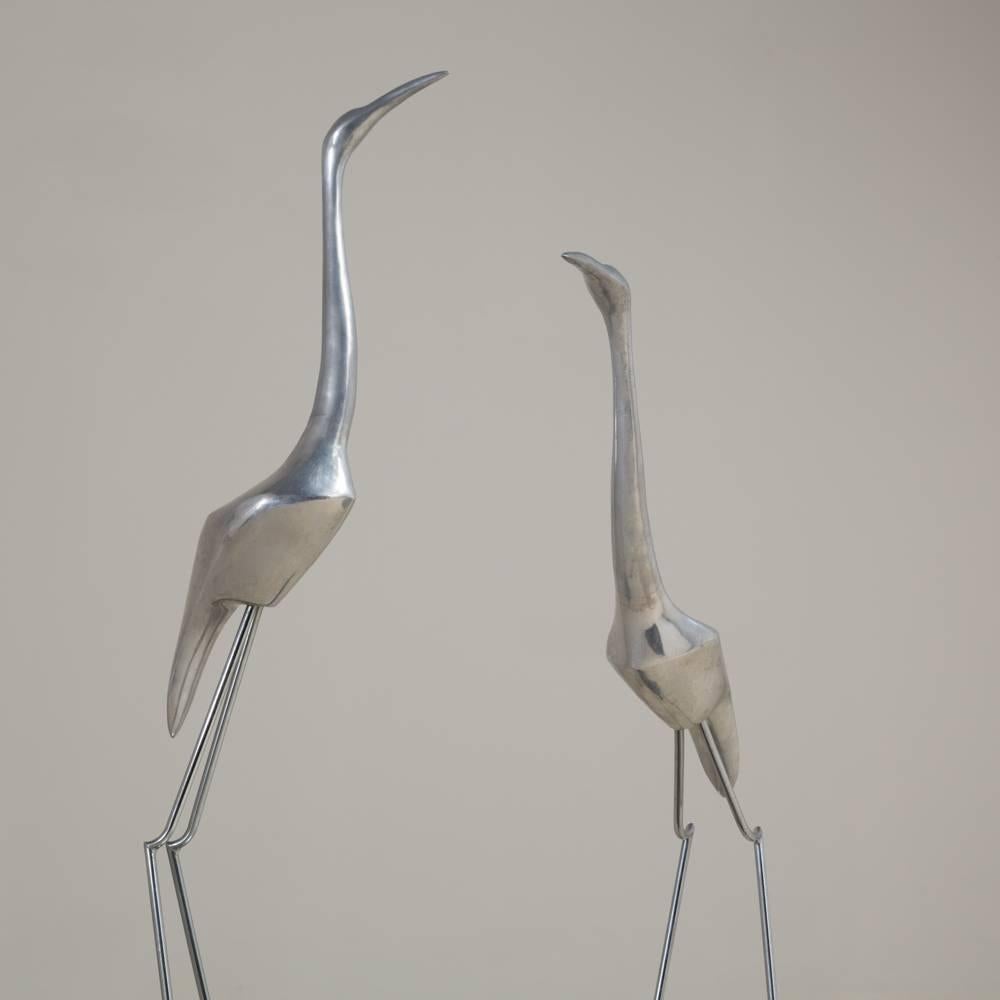 Large Double Crane Sculpture by Curtis Jere Signed In Good Condition For Sale In London, GB