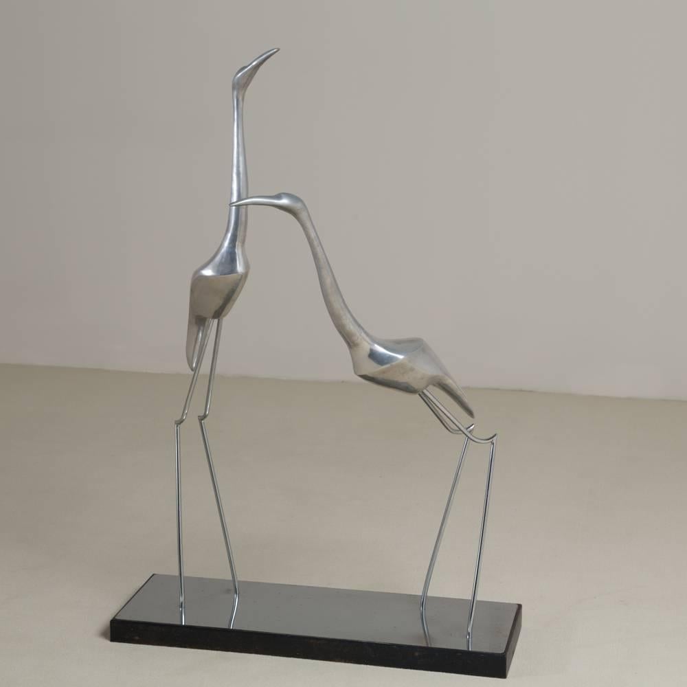 Large Double Crane Sculpture by Curtis Jere Signed For Sale 1