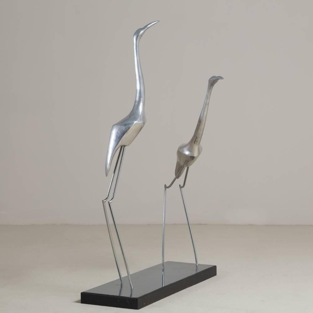 Large Double Crane Sculpture by Curtis Jere Signed For Sale 3
