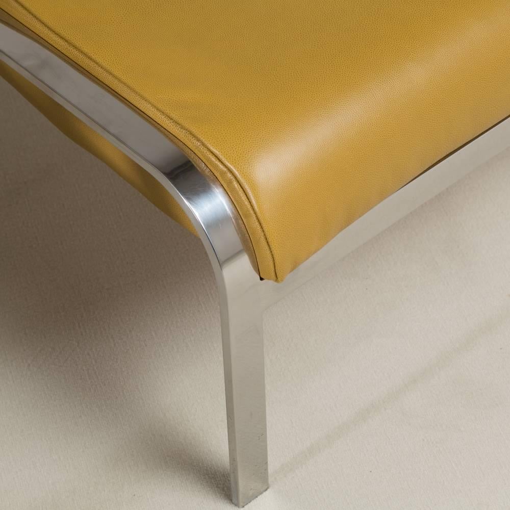 Chromium Steel Cantilevered Armchair and Ottoman, 1970s For Sale 3