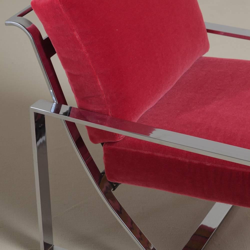 Milo Baughman Style Chromium Steel Armchair, 1970s 1