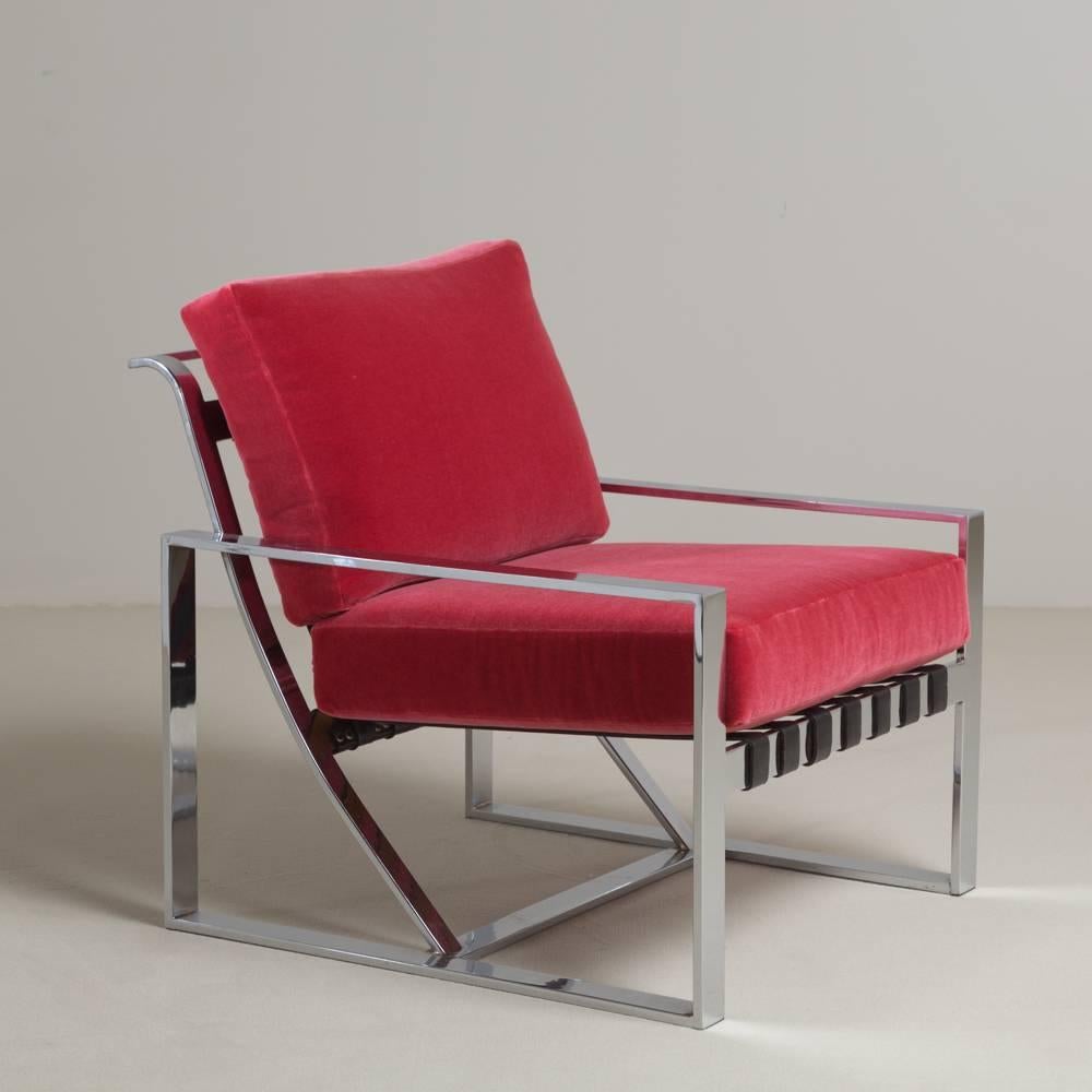 Milo Baughman Style Chromium Steel Armchair, 1970s In Excellent Condition In London, GB