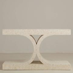 Tessellated Bone Veneered Console Table, 1980s