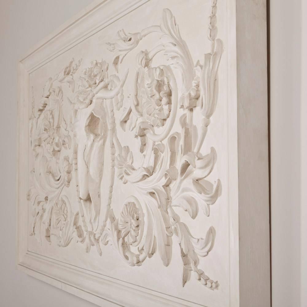 Large Plaster Panel with Ox Skull and Mask Detail In Excellent Condition For Sale In London, GB