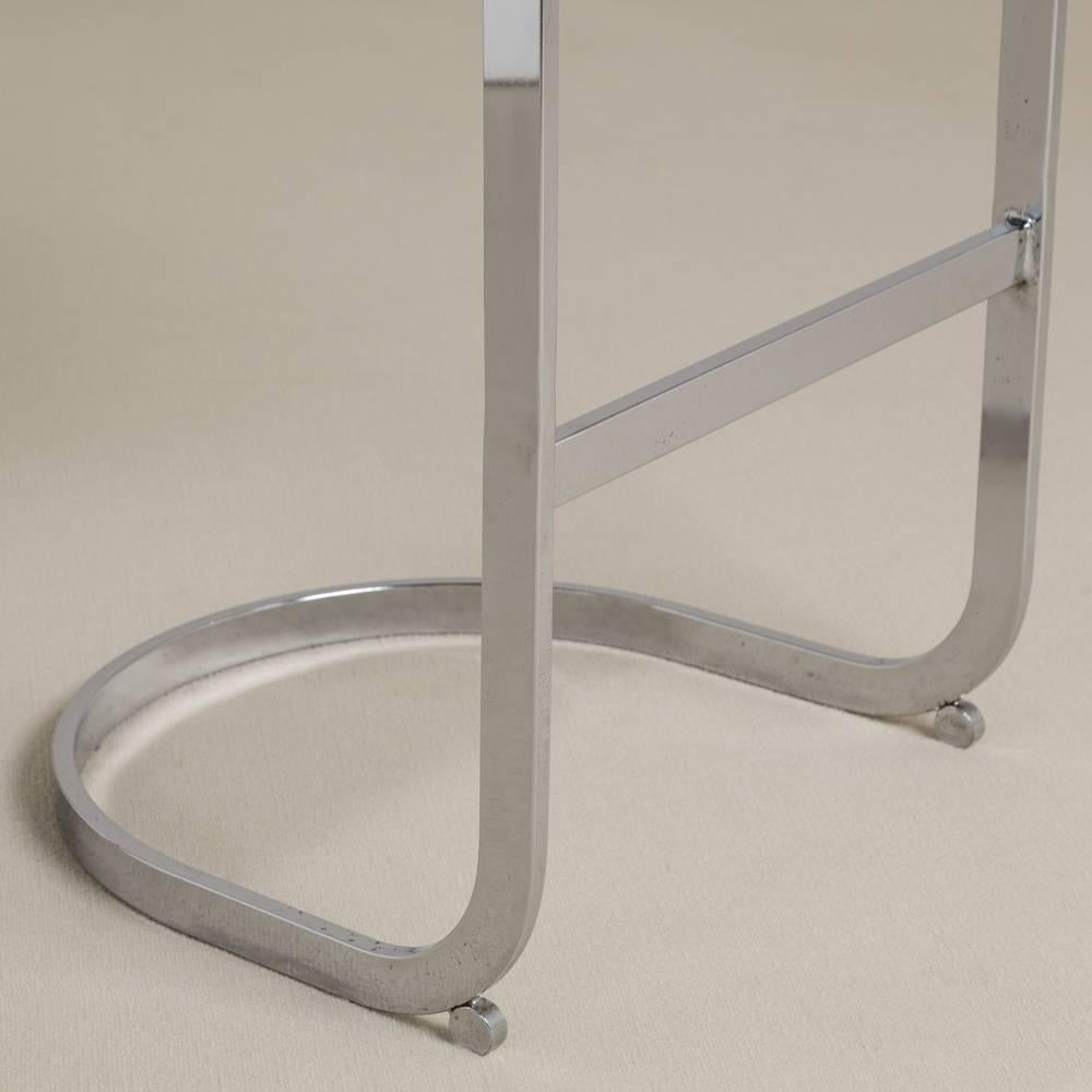 Late 20th Century Pair of Milo Baughman Chrome Cantilevered Bar Stools 1970s