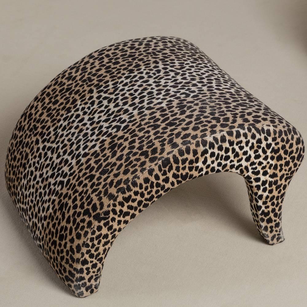 20th Century Leopard Print Chair and Stool by Vladimir Kagan For Sale