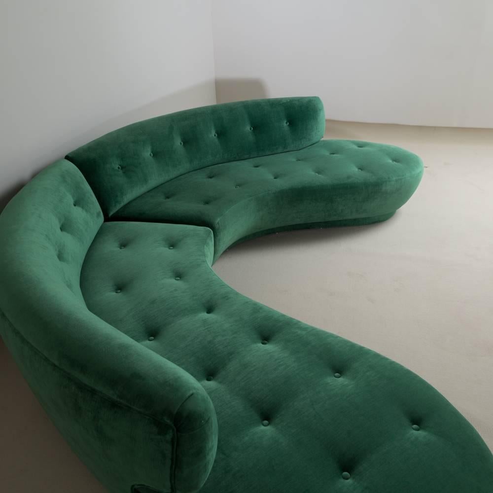 Large Semi Circular Two-Part Sectional Sofa, 1960s 2