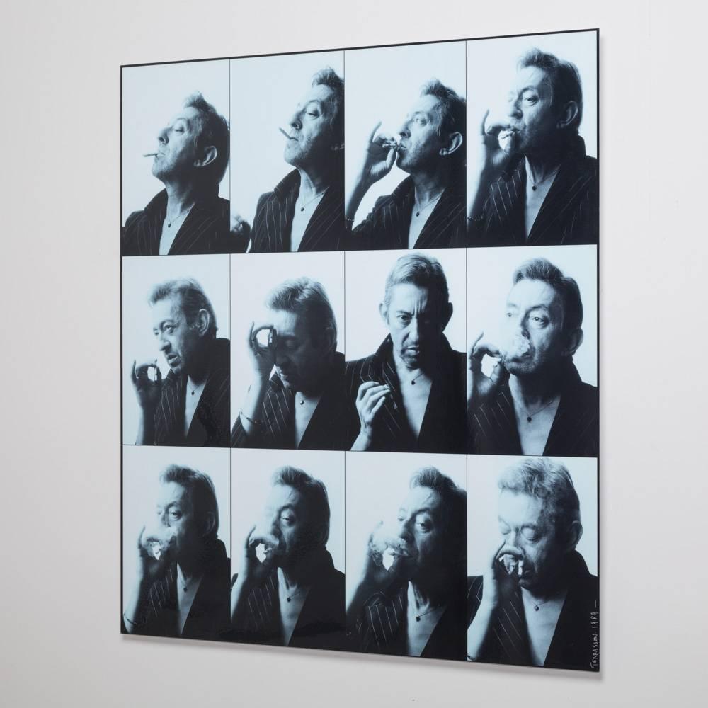 A Pierre Terrasson 12 miniature portrait of Serge Gainsbourg, 1989 print on aluminium.

NB: These items are subject to a further discount over and above the trade when exported outside the EU of 10%