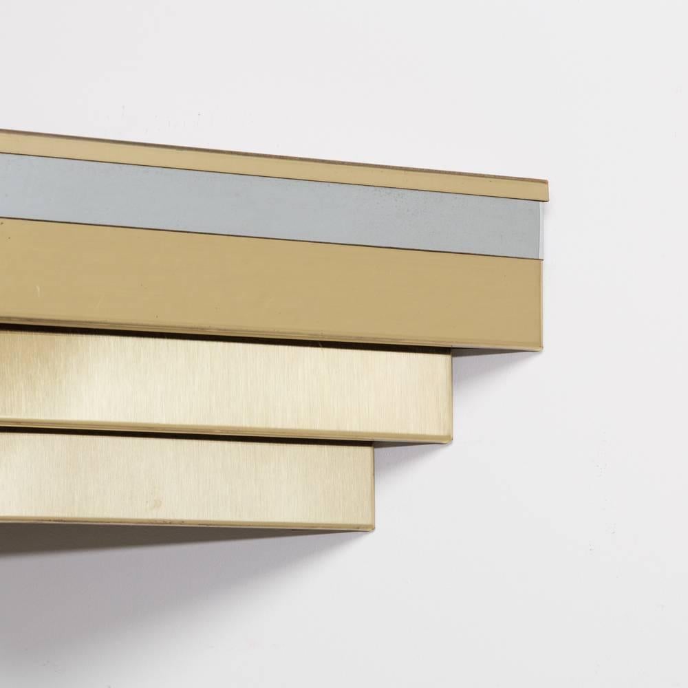Late 20th Century Pair of Chrome and Brass Floating Corner Shelves, 1980s