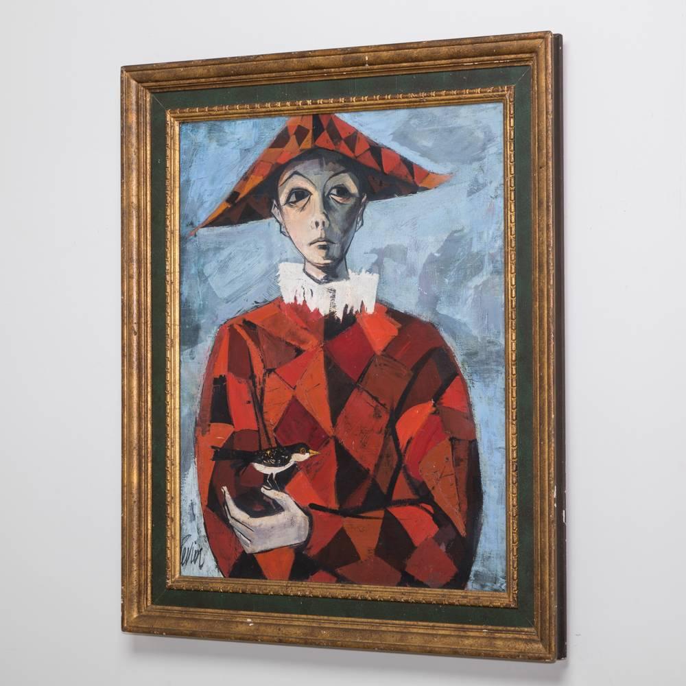 A painting titled 'Le Jeune Saltimbanco' by Charles Levier signed titled and second signature to rear of canvas.

NB: These items are subject to a further discount over and above the trade when exported outside the EU of 10%