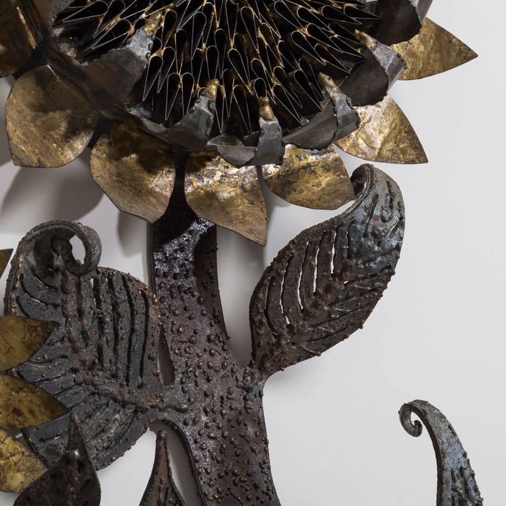 Early Rare Sunflower Metal Wall Sculpture by Curtis Jere, 1967 1