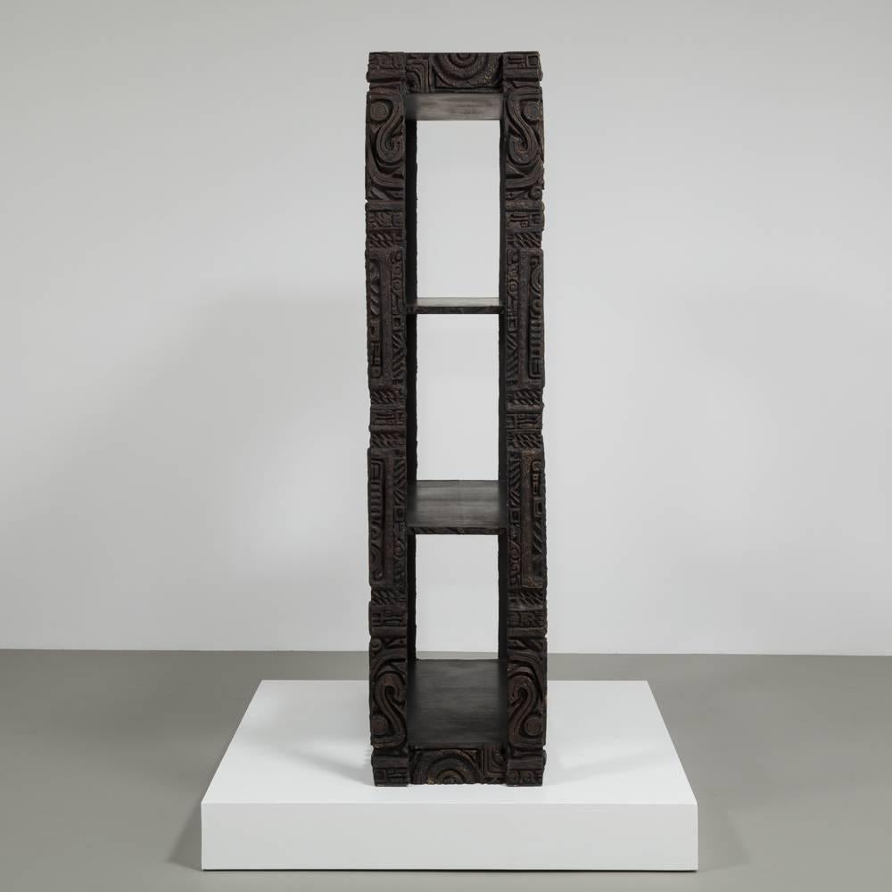 Late 20th Century Brutalist Style Resin and Wooden Framed Etagere, 1970s