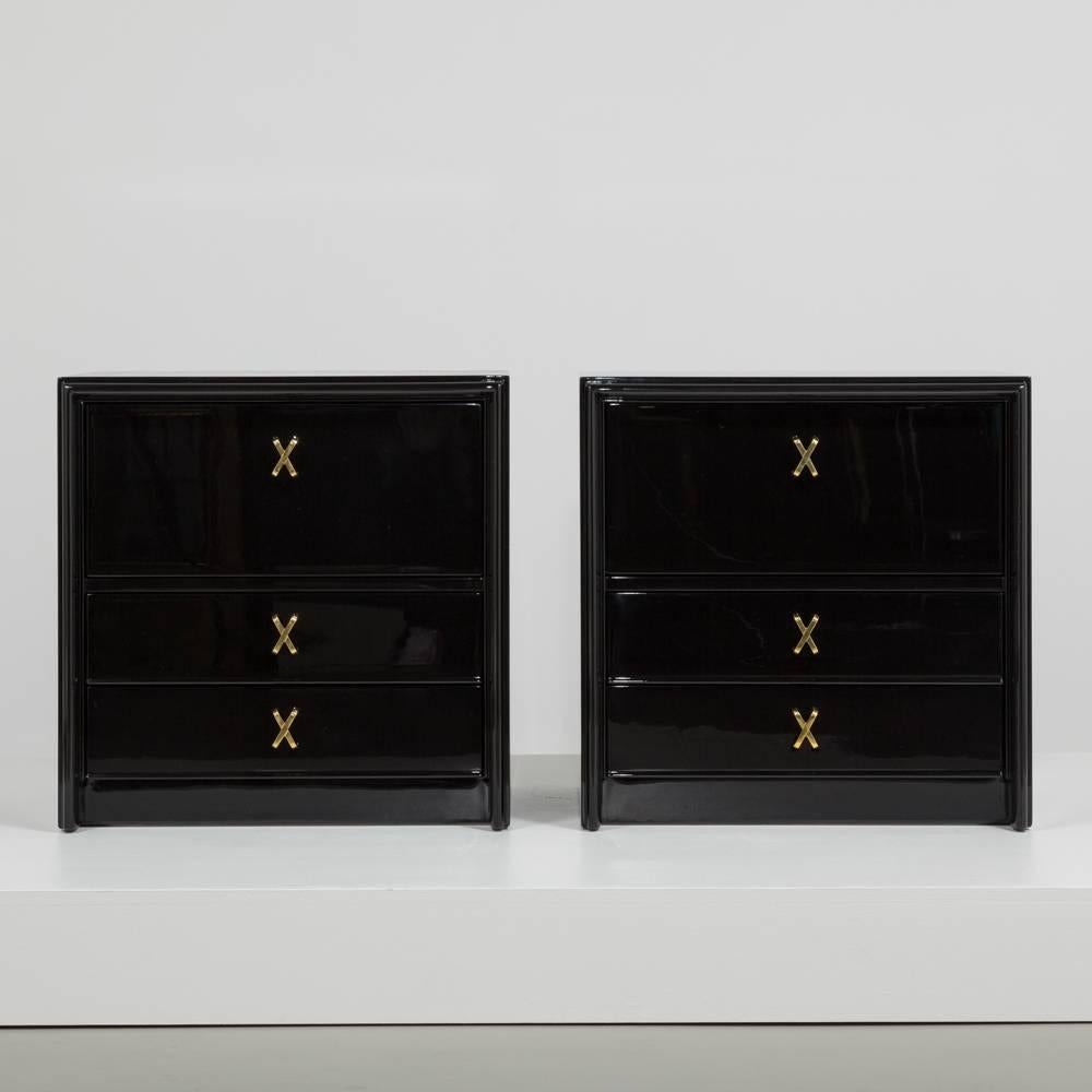 Pair of Paul Frankl Jet Black Lacquered Side Cabinets, 1950s In Excellent Condition In London, GB