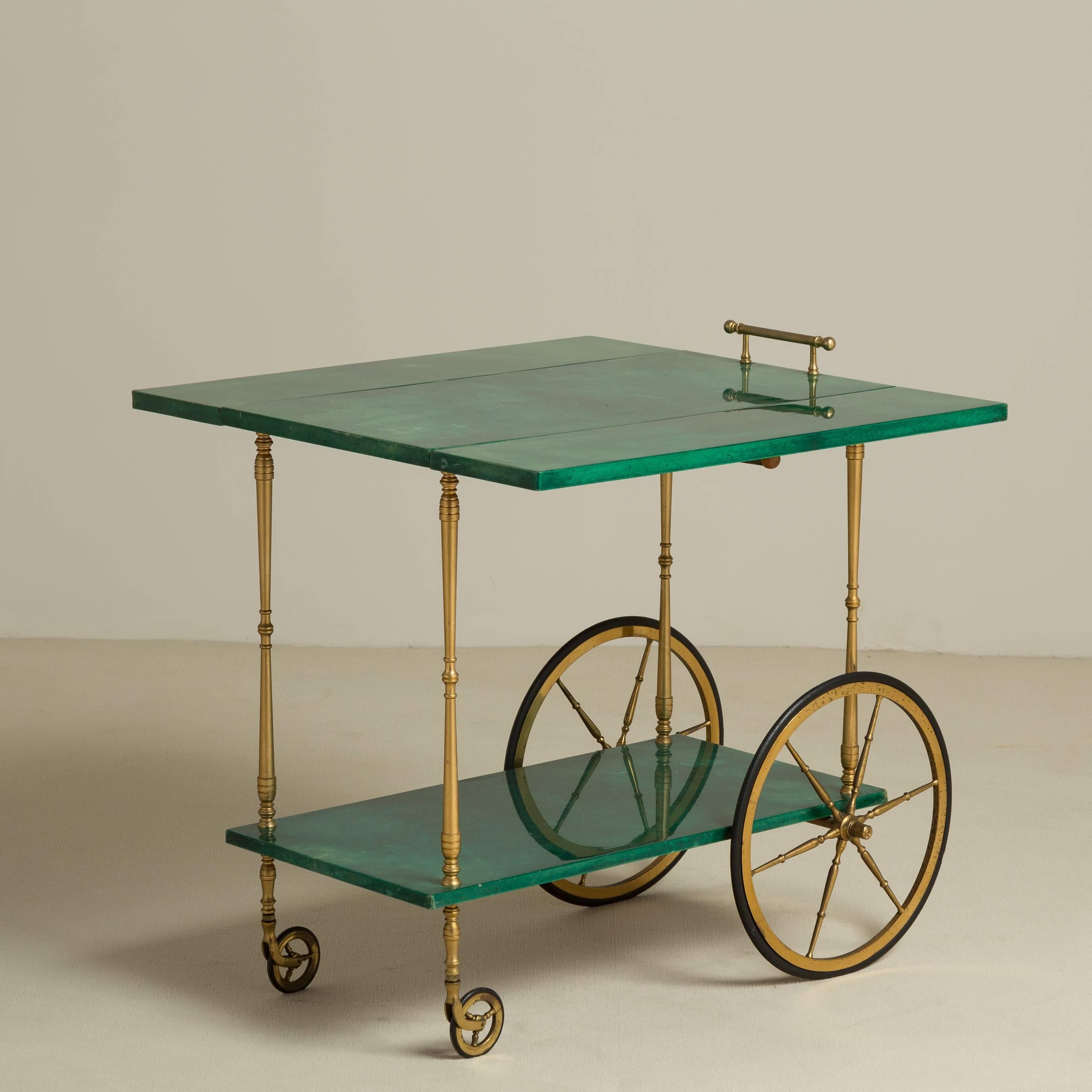 An Aldo Tura designed Lacquered Goatskin Barcart, Italy, 1950s In Excellent Condition In London, GB