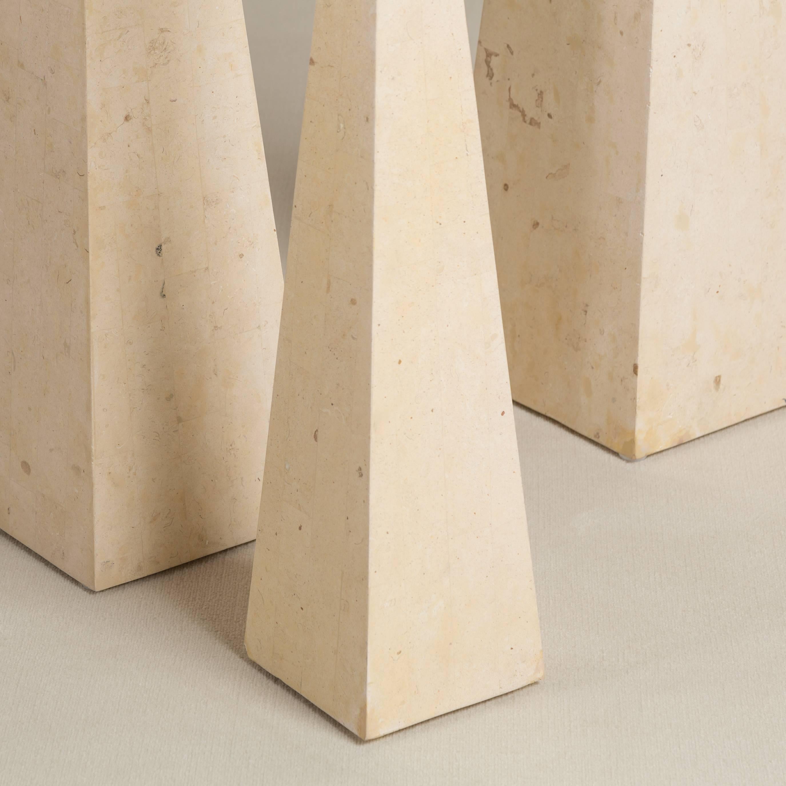 Set of Three Maitland Smith Stone Veneered Obelisks, 1980s In Excellent Condition For Sale In London, GB