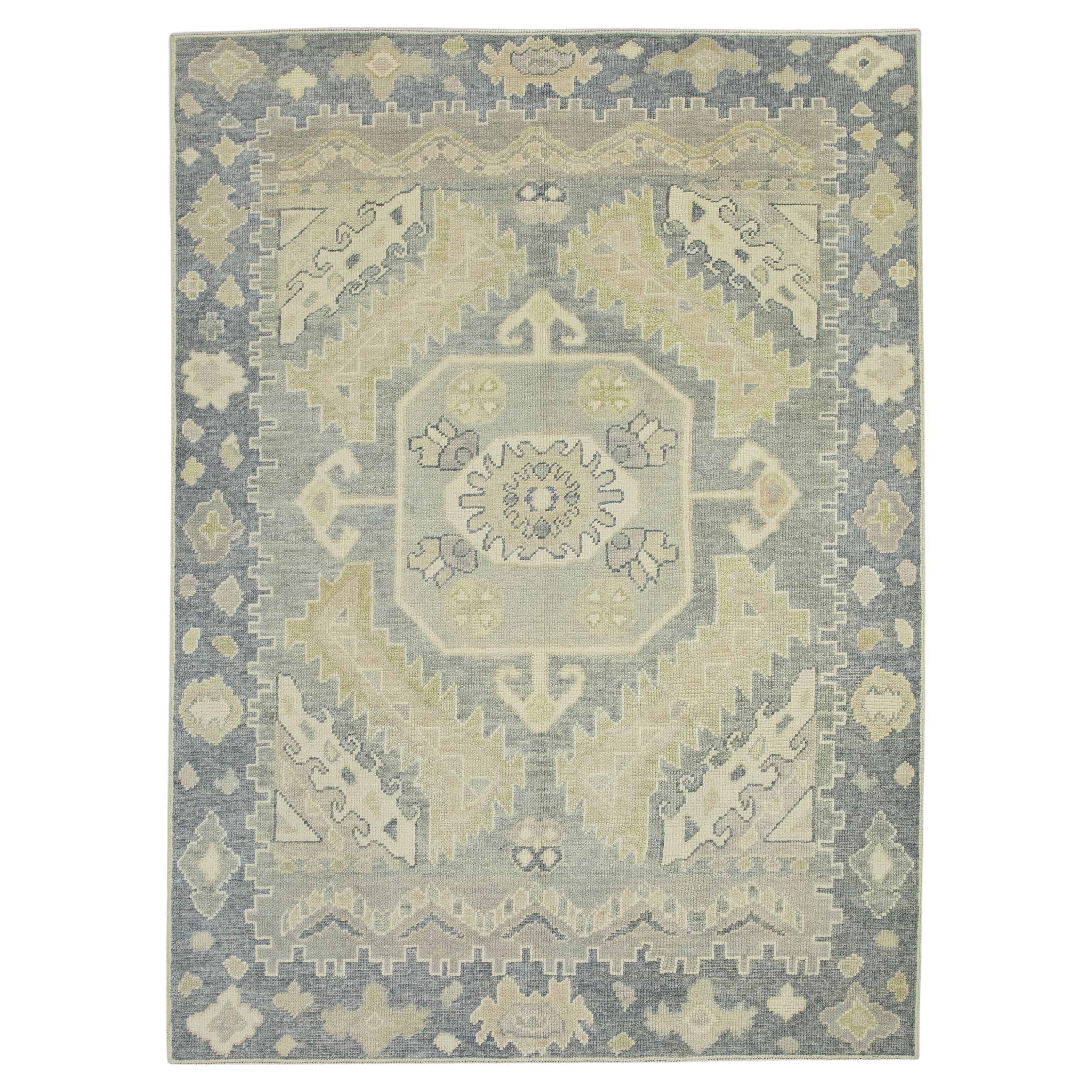 Tappeto Oushak Turco Greene & Greene Greene Avorio Tessuto a mano in lana 4'9" x 6'1"