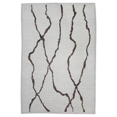 Turkish Modern Rug Cream with Dark Brown Hand Knotted Wool Rug 8'9" x 12'5"