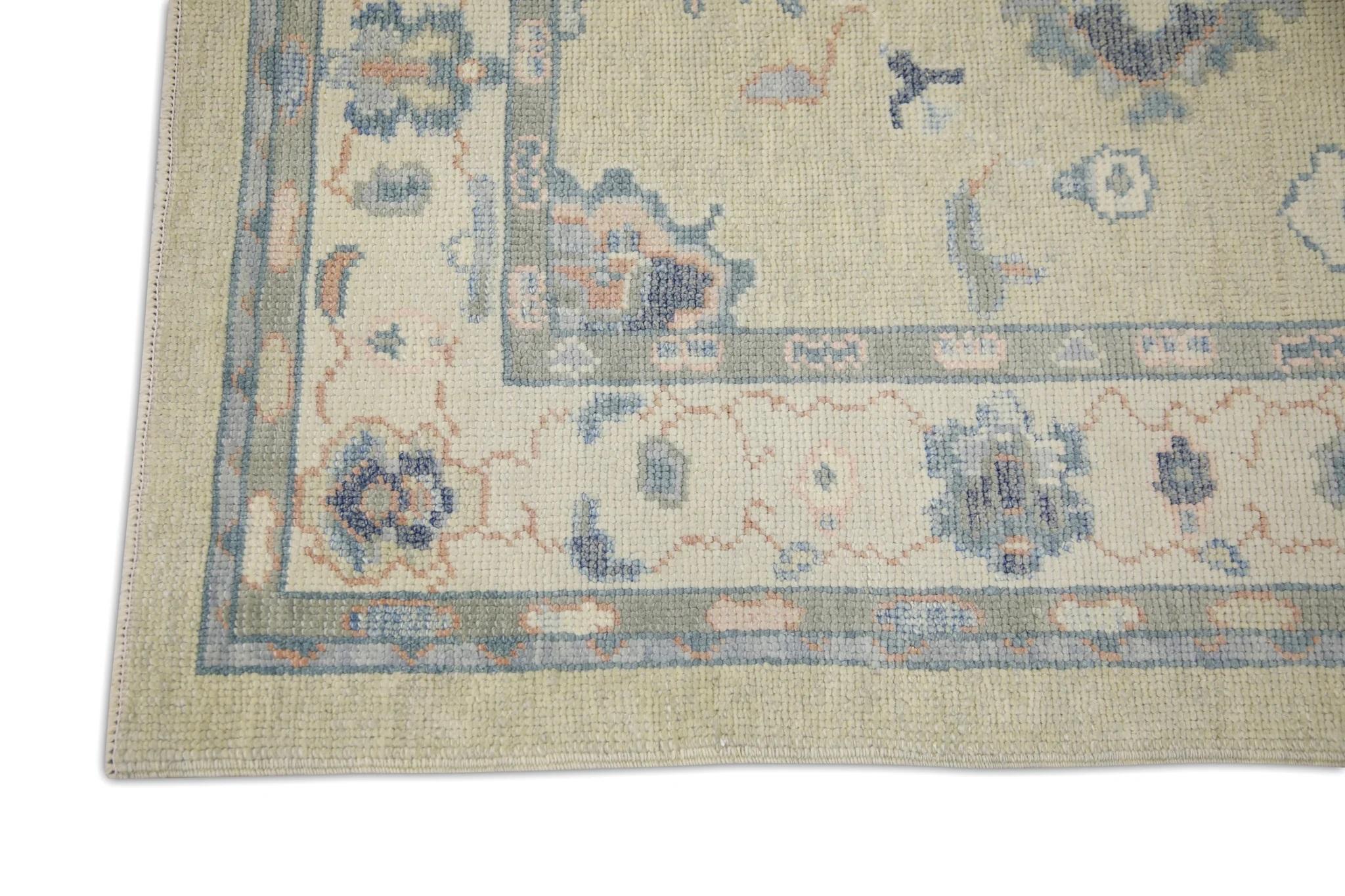 Moderno Tappeto Oushak Turco Greene & Greene & Greene Rosa Accenti Tessuto a mano in lana 3'11
