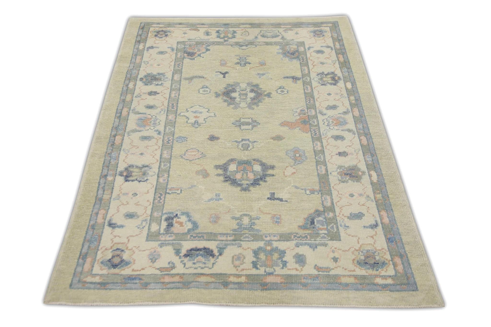 Tappeto Oushak Turco Greene & Greene & Greene Rosa Accenti Tessuto a mano in lana 3'11