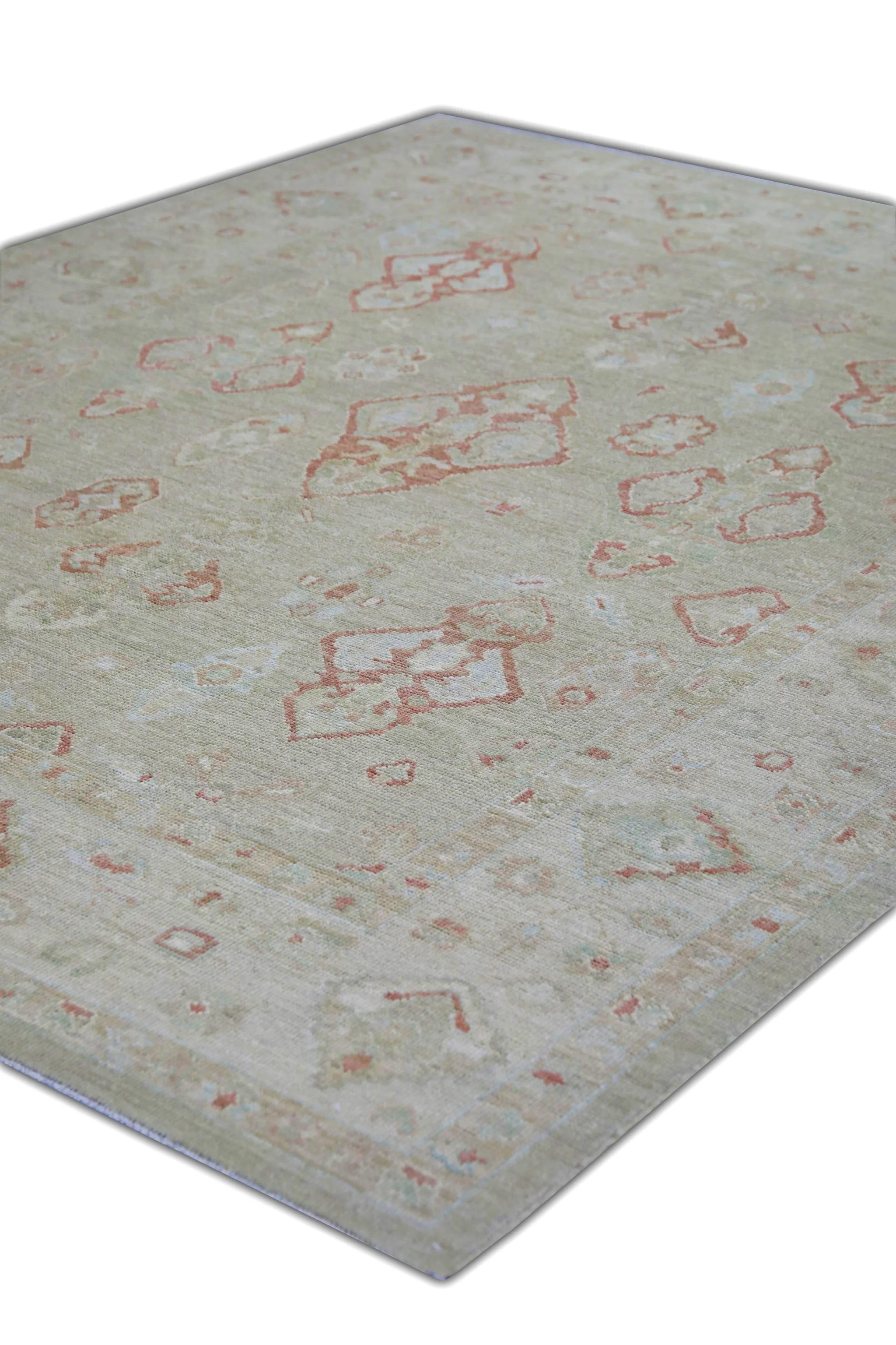 XXI secolo e contemporaneo Tappeto Oushak Turco Greene & Greene Rosso Tessuto a mano in lana 7'11