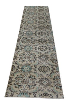 Türkischer Vintage-Läufer, braun-blau, 2'9" x 10'