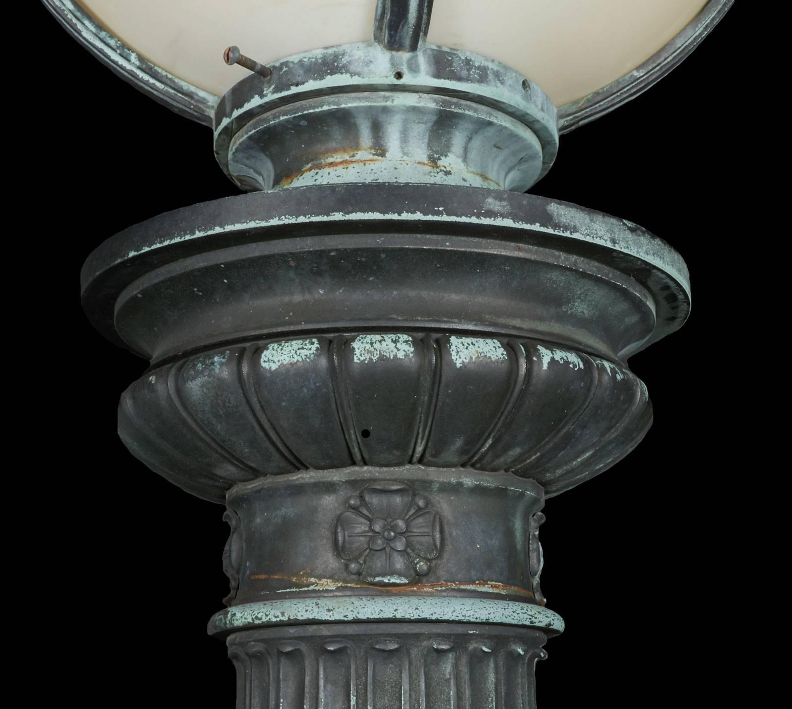 20th Century Pair of Cast Bronze Entry Lamps For Sale