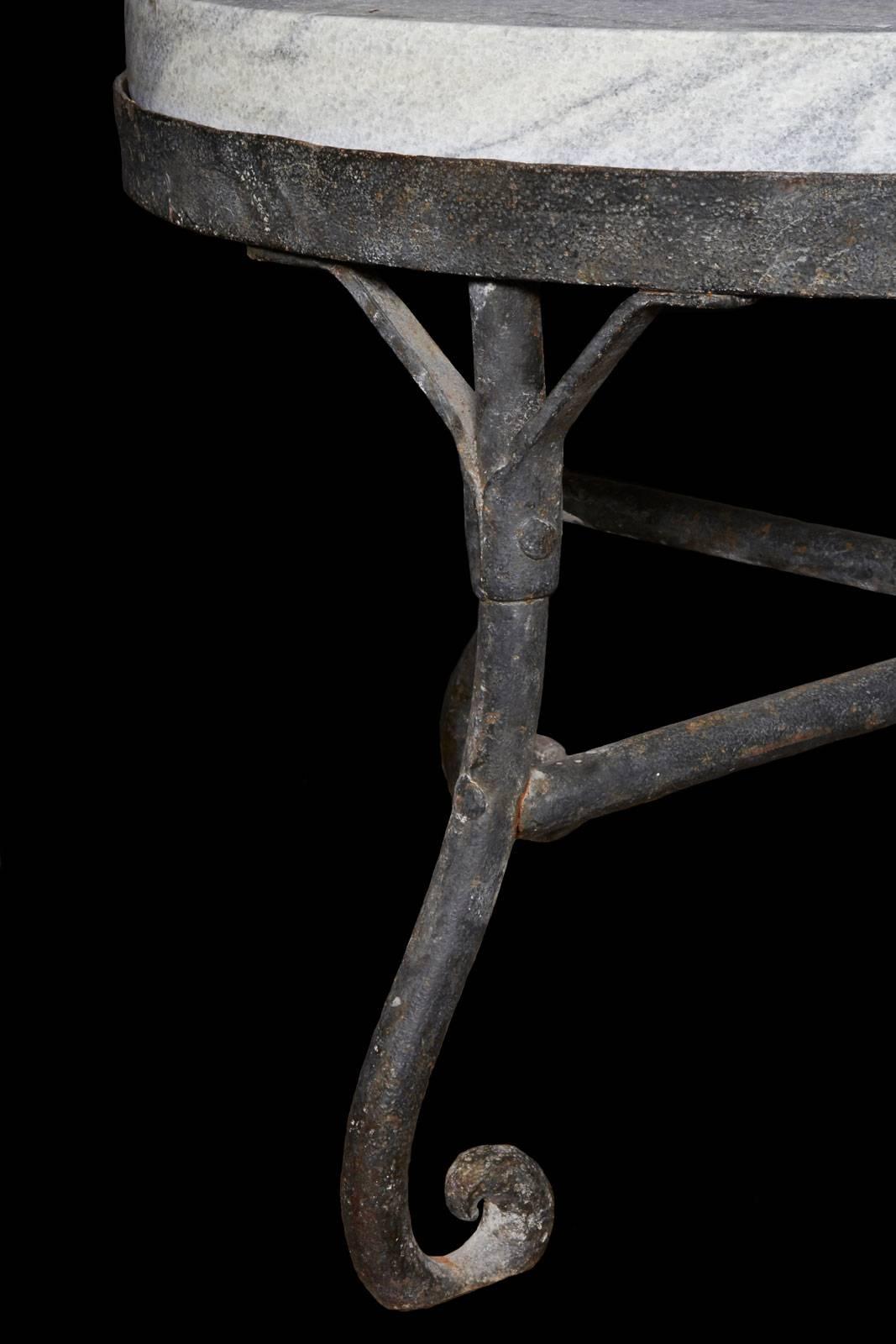 19th Century Iron and Marble Oval Table For Sale