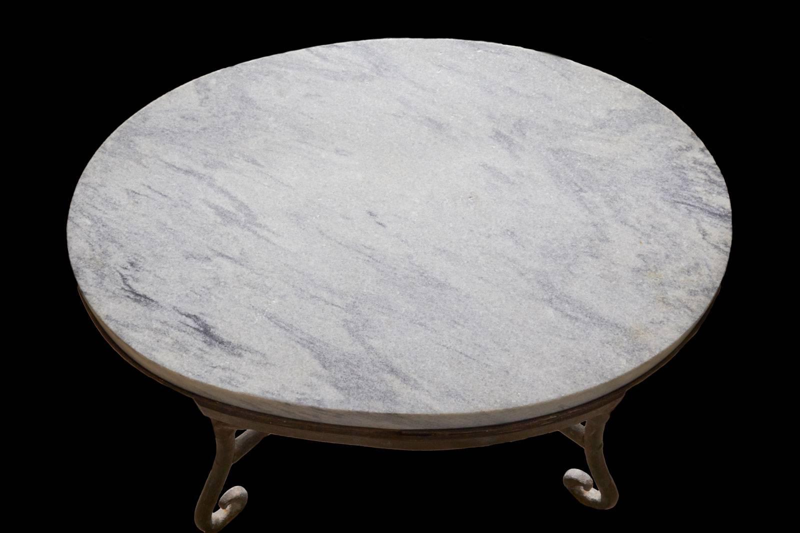 Iron and Marble Oval Table For Sale 2