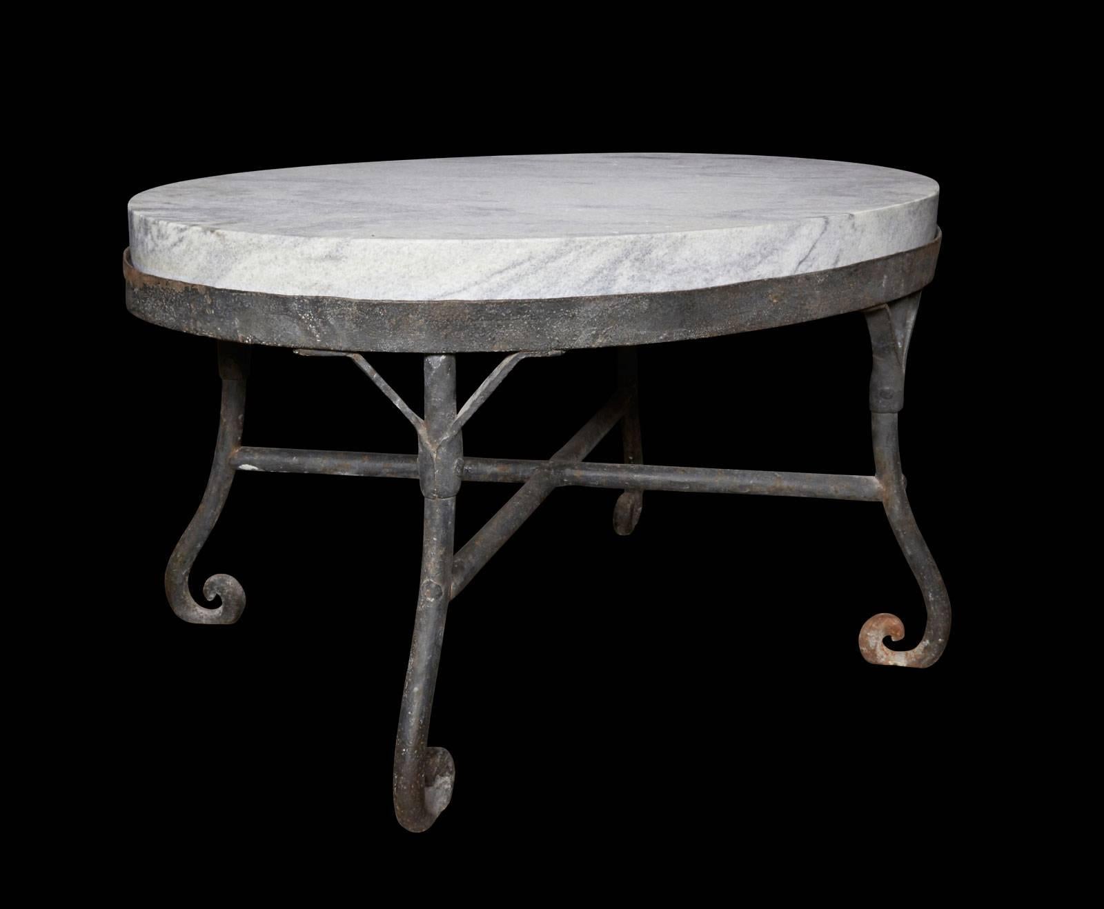 Iron and Marble Oval Table For Sale 1