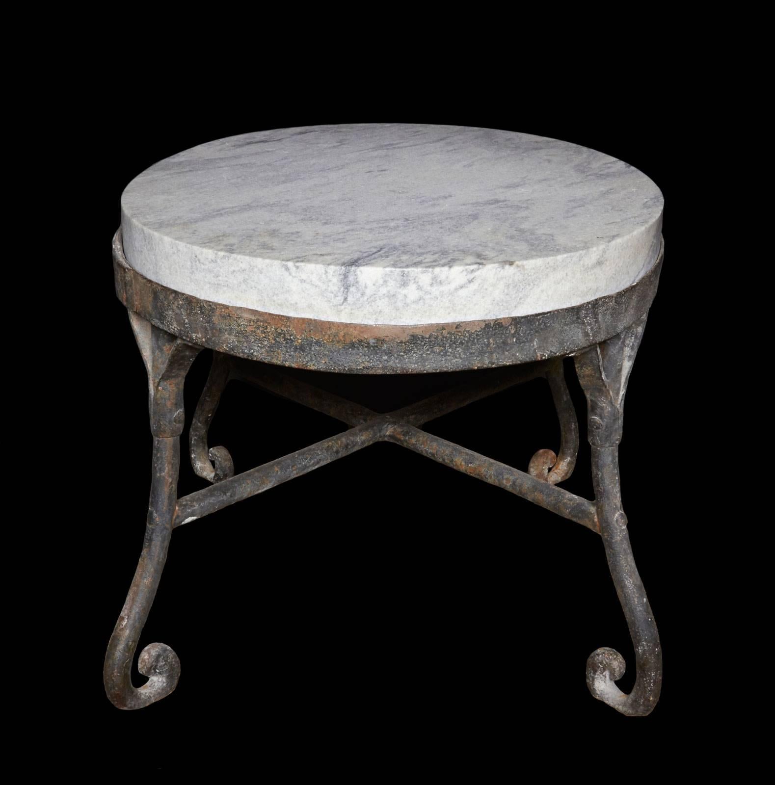 Iron and Marble Oval Table For Sale 4