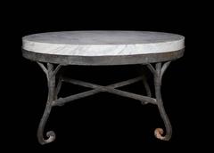 Iron and Marble Oval Table