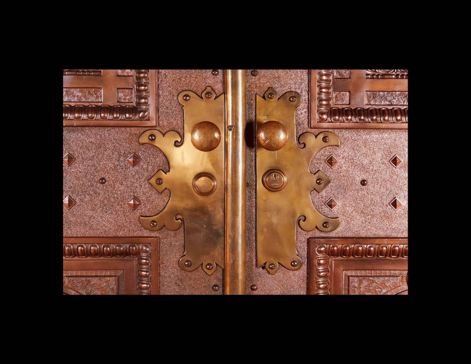 The most magnificent pair of bronze doors we’ve ever had the opportunity to offer. Fabulous and unique decoration on both sides of this unique pair. Perfect for exterior or interior use in a traditional or contemporary setting.