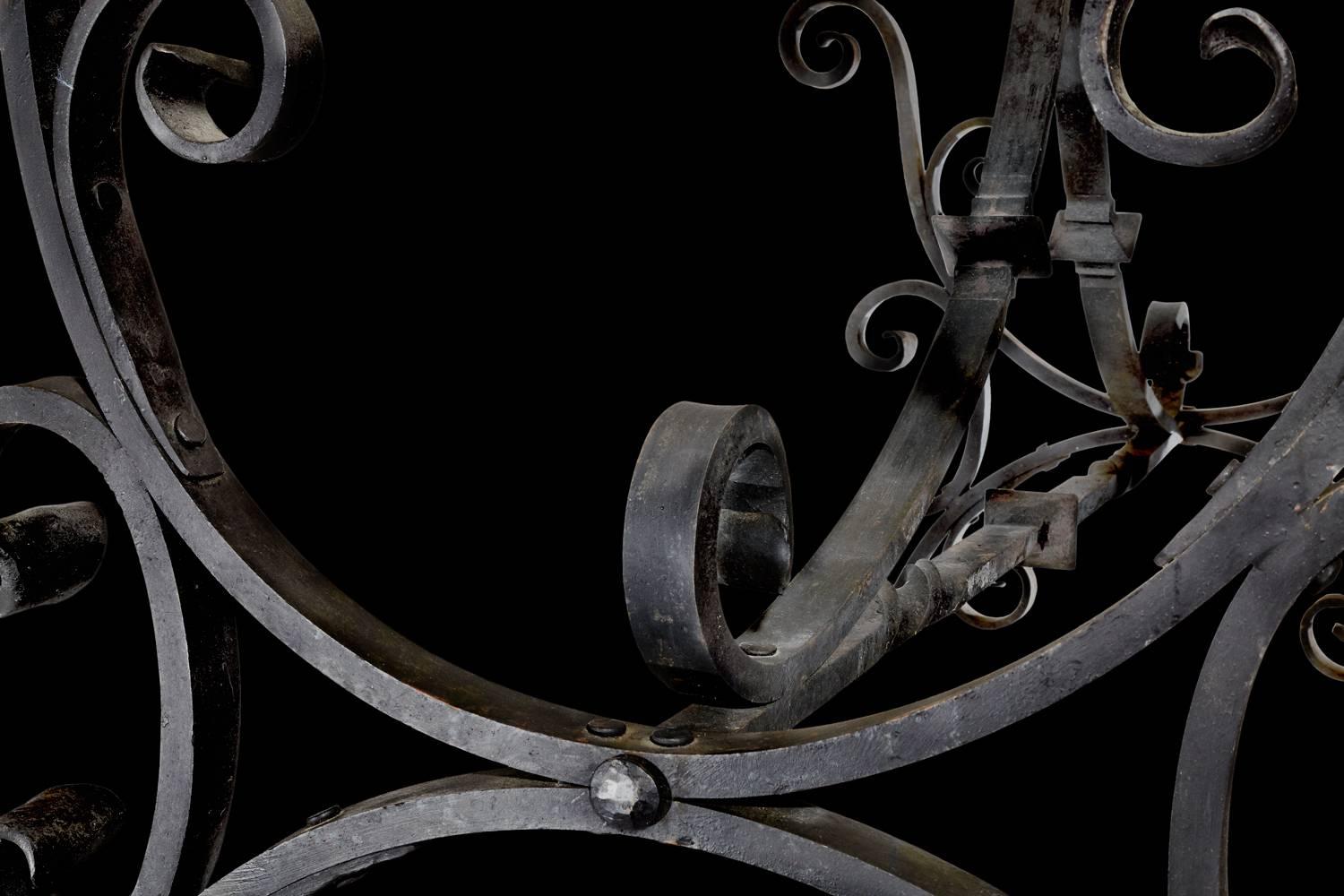 Late 19th Century Wrought Iron Table with Coral Top For Sale