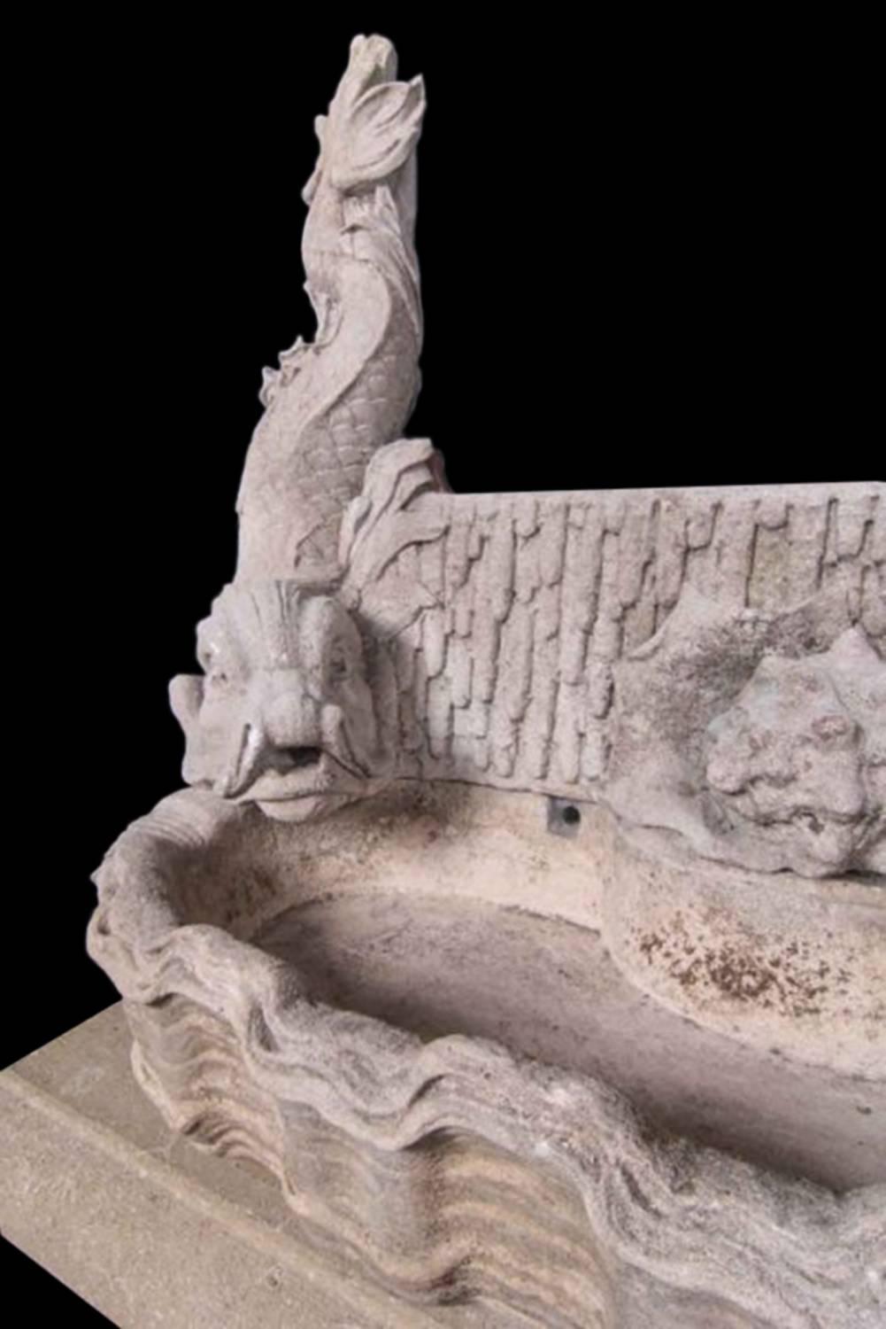Italian Exceptional Double Dolphin Fountain For Sale
