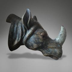 Very Rare Finely Carved Head of Rhinoceros