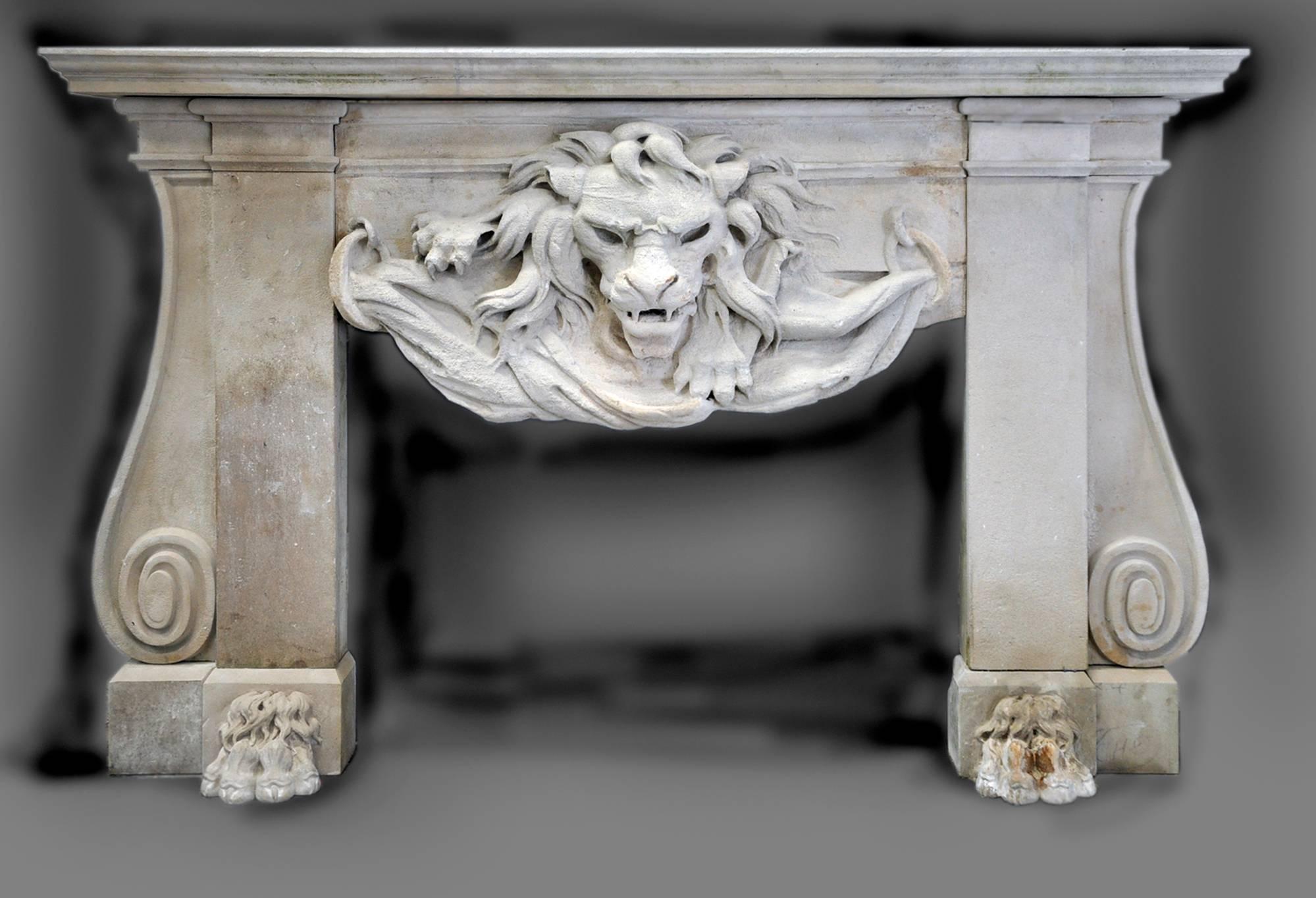 Lion marble chimneypiece.
