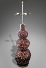 Triple Gourd Glass Lamp with Dried Rose Buds