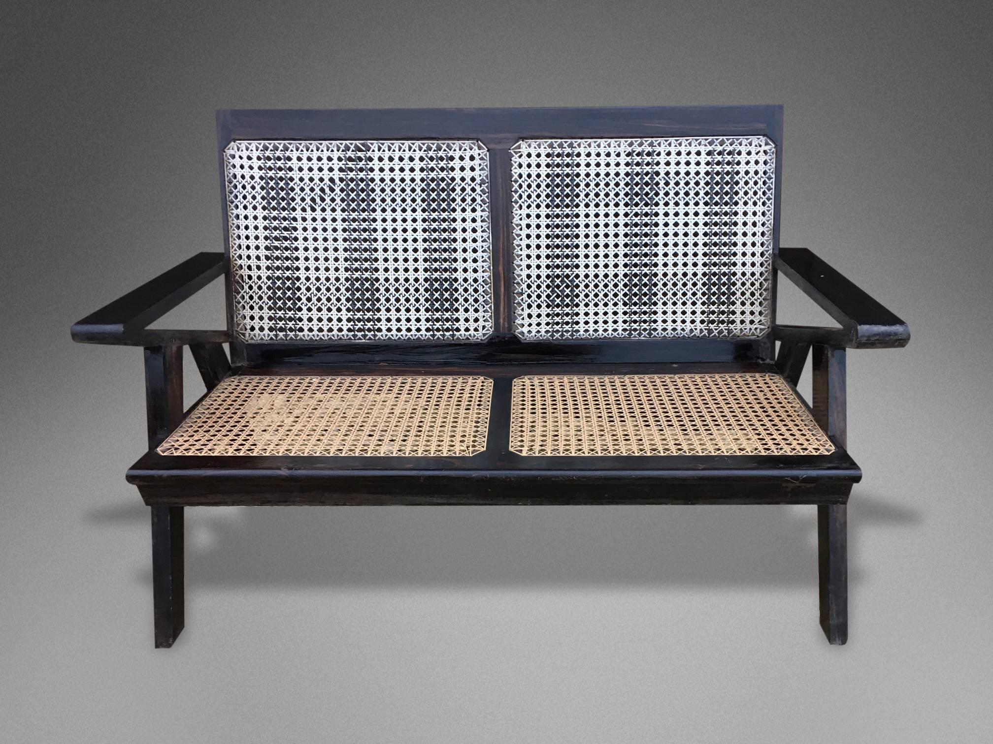 Art Deco Set of Anglo-Indian Solid Ebony and Cane Veranda Seating For Sale