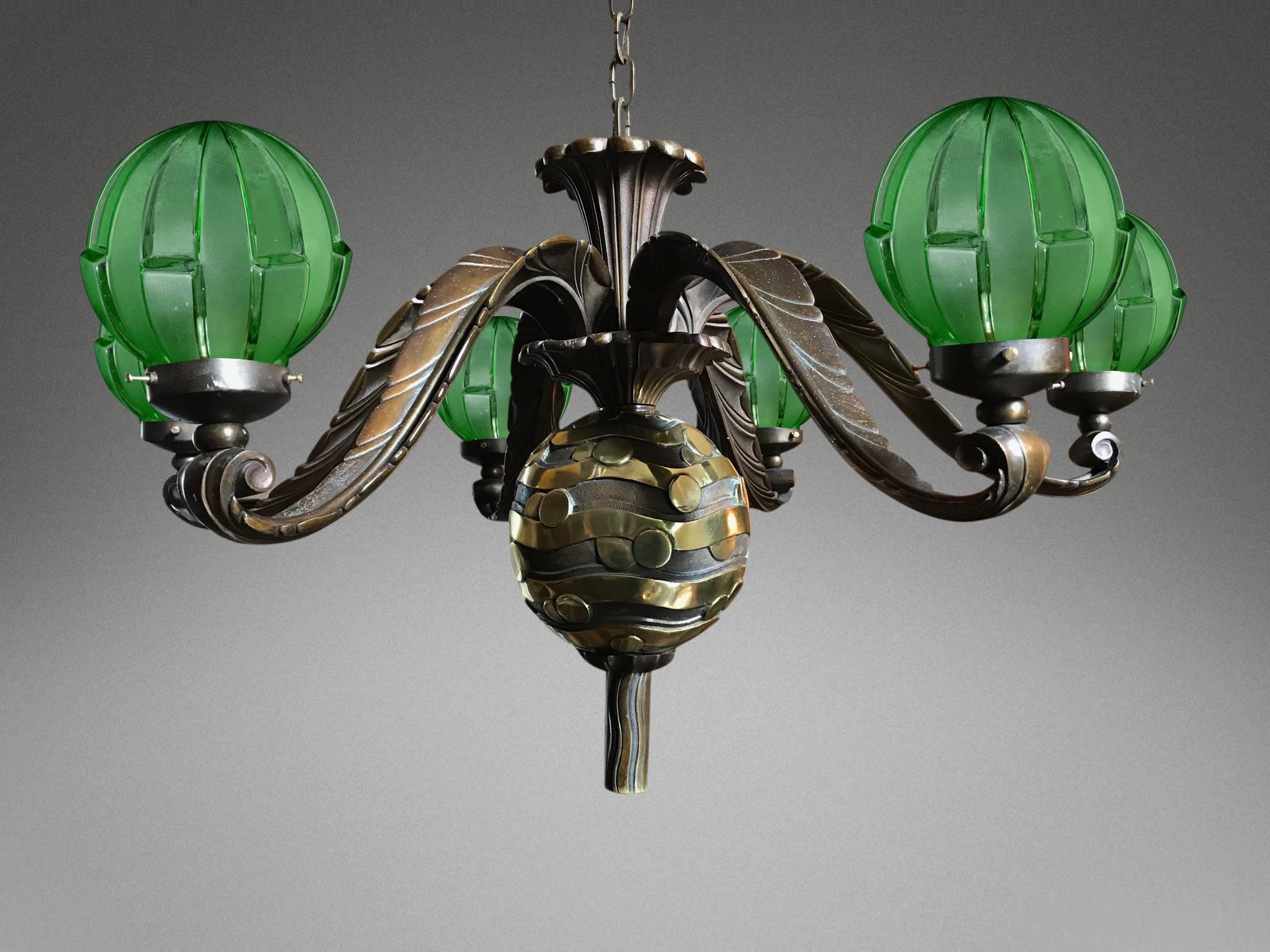 Very Rare Art Deco Chandelier For Sale 1