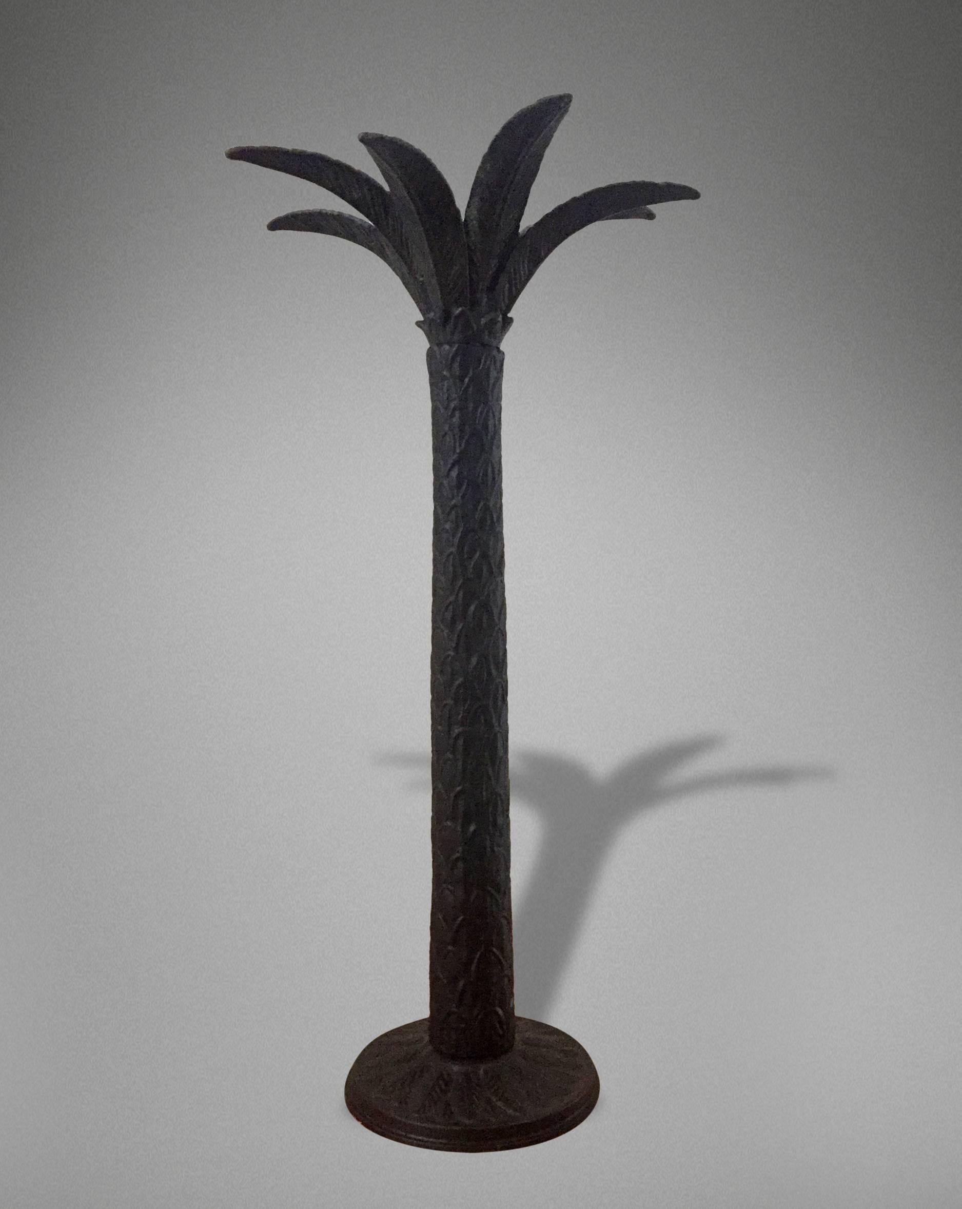 Bronze cast palm tree candlesticks

Can be purchased individually or as a pair.
