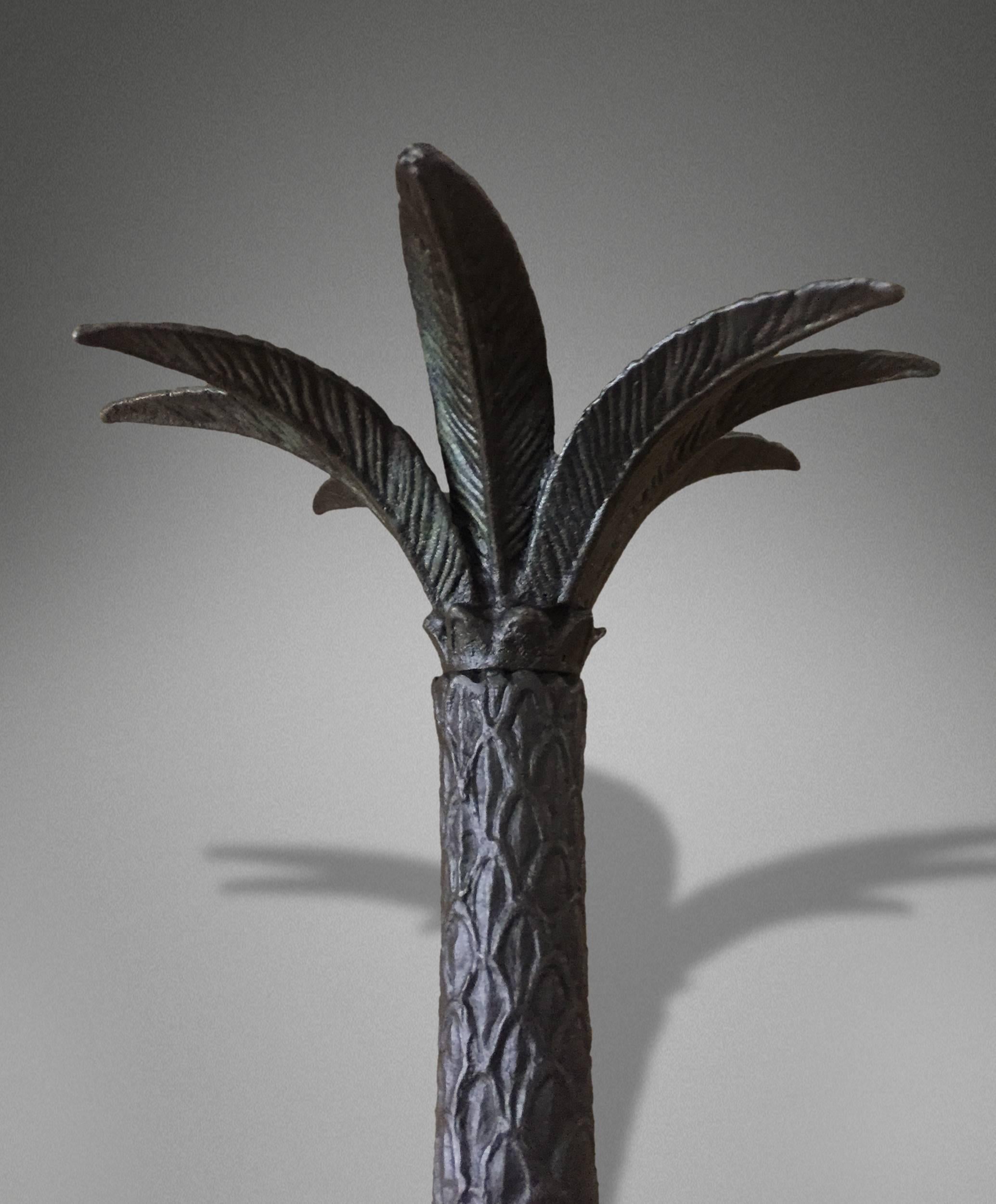 Contemporary Bronze Cast Palm Tree Candlesticks For Sale