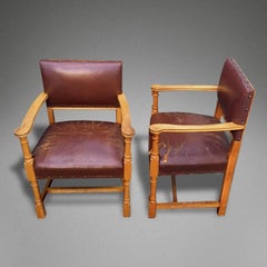 Set of 12 Oak Arts and Crafts Dining Chairs