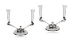 Pair of Georg Jensen Pyramid Candelabra 630A