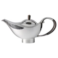 Georg Jensen Teekanne aus Sterlingsilber mit Griff aus Ebenholz, Design Nr. 1011
