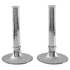 Danish Handcrafted Sterling Silver Candlesticks Large